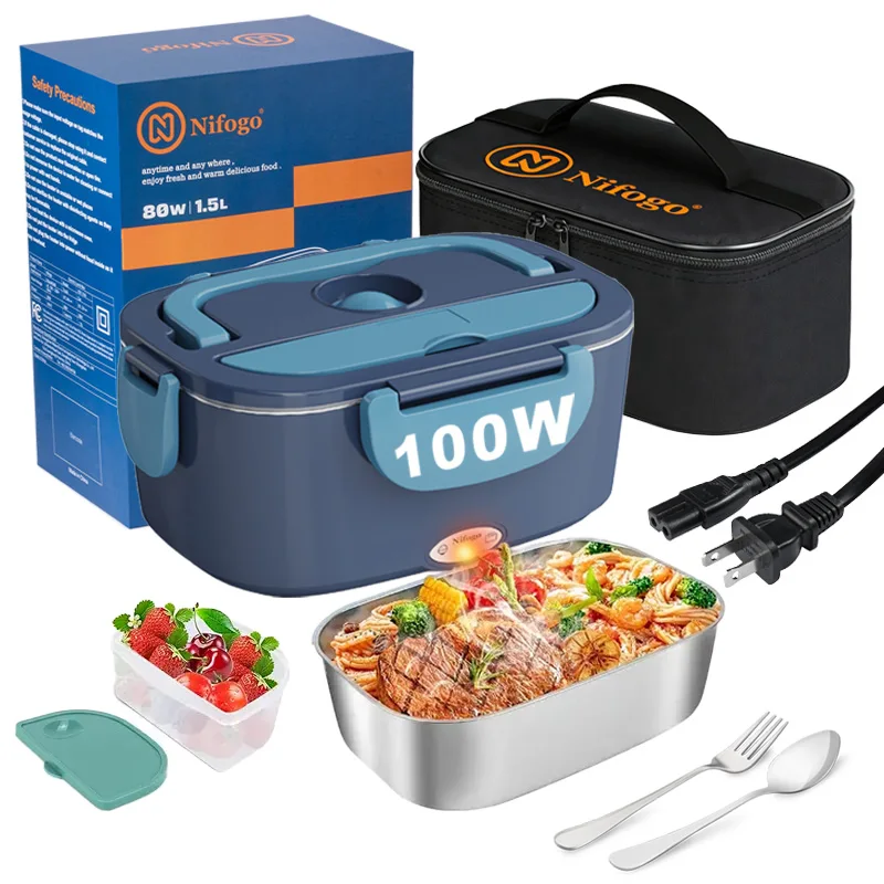 Stainless Bento Box - 100W Electric Heating Lunch Box 1.5L,