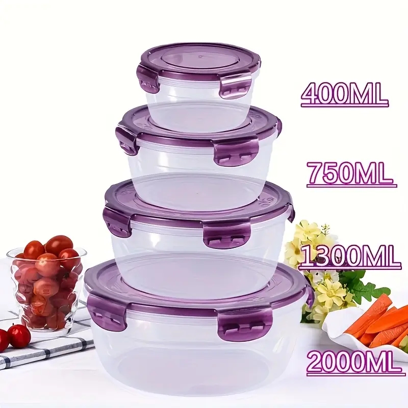 Meal Prep Box - 4 Plastic Food Storage Containers, Lunch