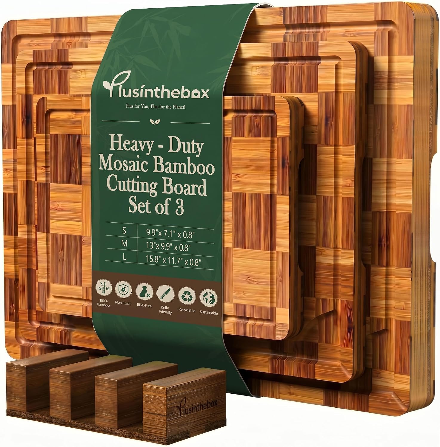 Meal Prep Cutting - Checkered Cutting Board Set with Holder,