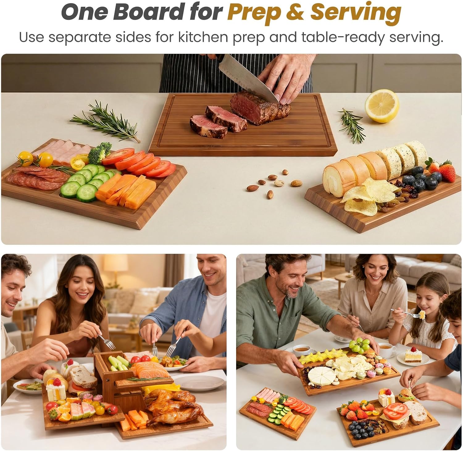 Bamboo Cutting Board Set With  - огляд і ціна Meal Prep Cutting