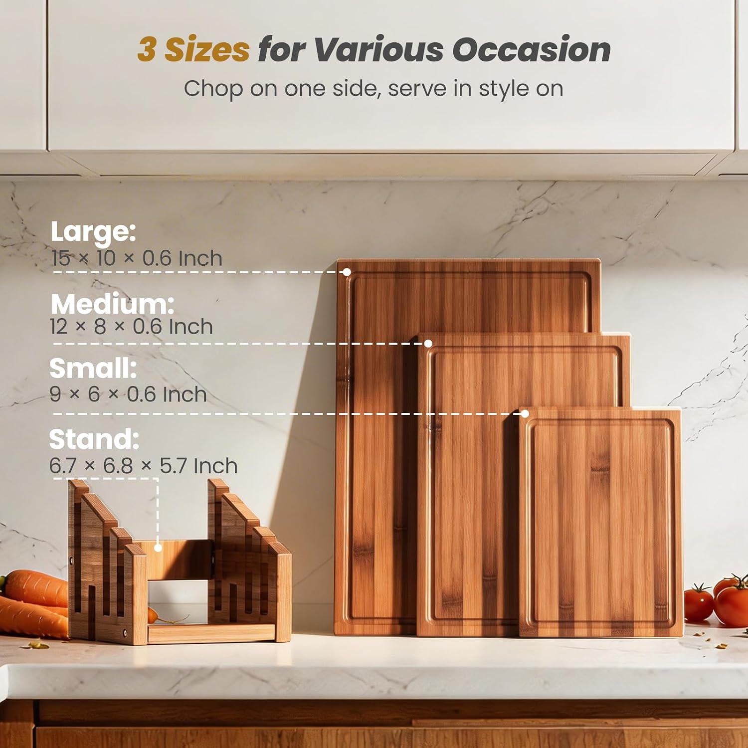 Bamboo Cutting Board Set With  - огляд і ціна Meal Prep Cutting