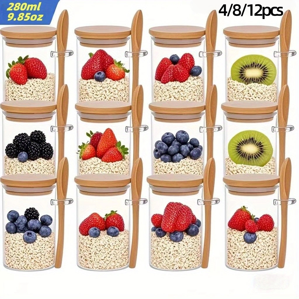 4/8/12Pcs, Oatmeal Breakfast C - огляд і ціна Meal Prep Jars With Lids
