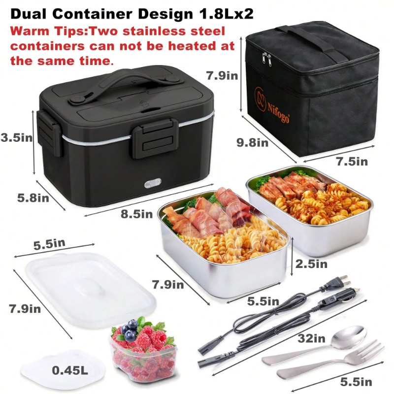 100W Electric Heated Lunch Box - огляд і ціна Stainless Bento Box