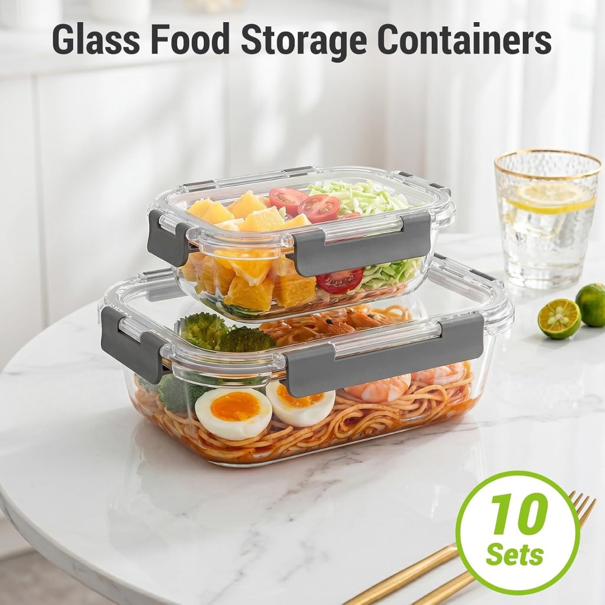 10 Sets Glass Food Storage Con - огляд і ціна Meal Prep Oven Safe Containers