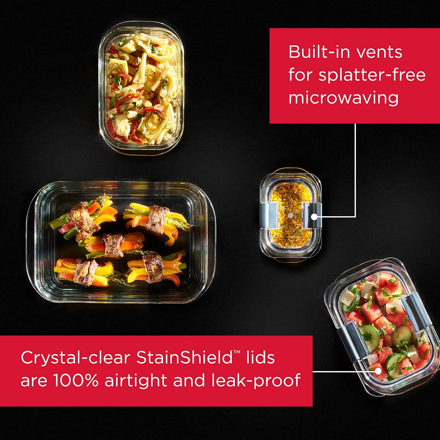 Glass Food Storage Set of 4 Co - огляд і ціна Meal Prep Oven Safe Containers